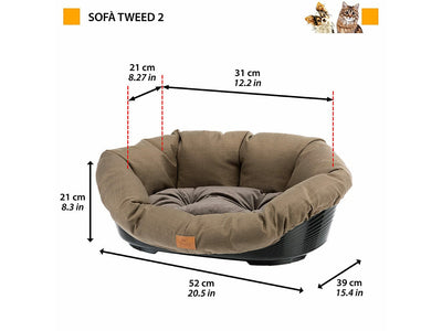 Sofa` 2 Tweed Brown