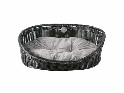 RUSTIC RATTAN WITH CUSHION XS - 43x36x15cm black/anthracite