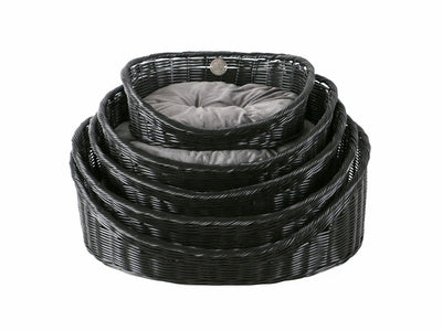 RUSTIC RATTAN WITH CUSHION XS - 43x36x15cm black/anthracite