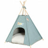 Zolux "Puppy" Embroidered Pet Teepee – Water Green Wool-Effect Fabric with Pillow (Indoor/Outdoor)
