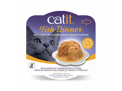Catit Fish Dinner, Crab Flavour & Pumpkin 80 g, 6pcs/box