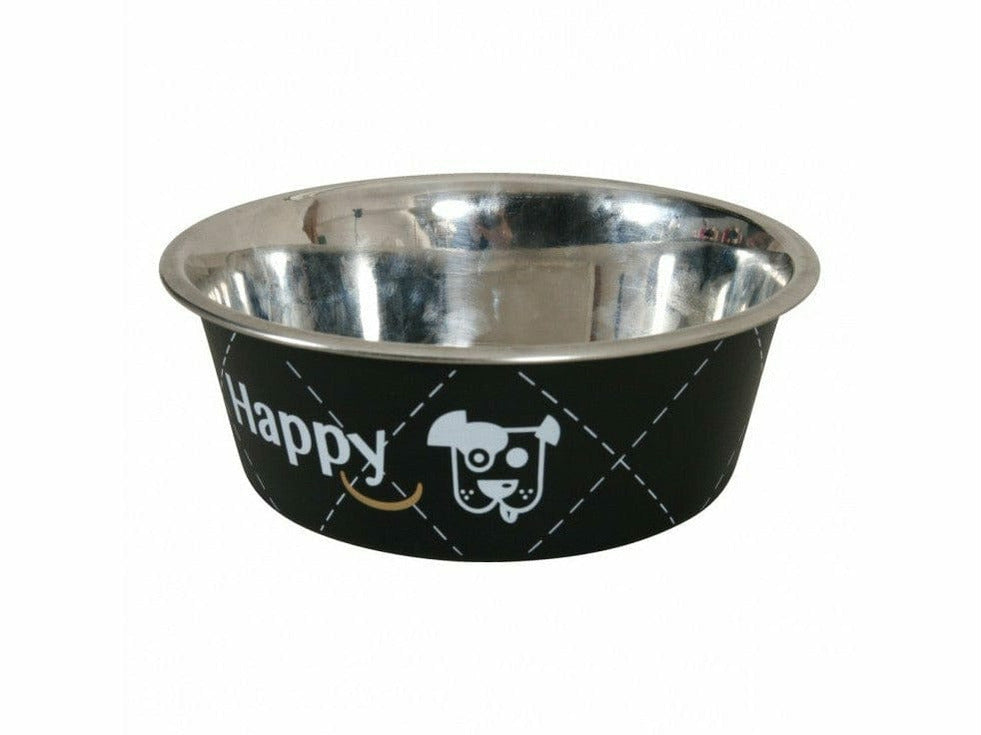 Happy Stainless Steel Dog Bowls - Black 0.8L
