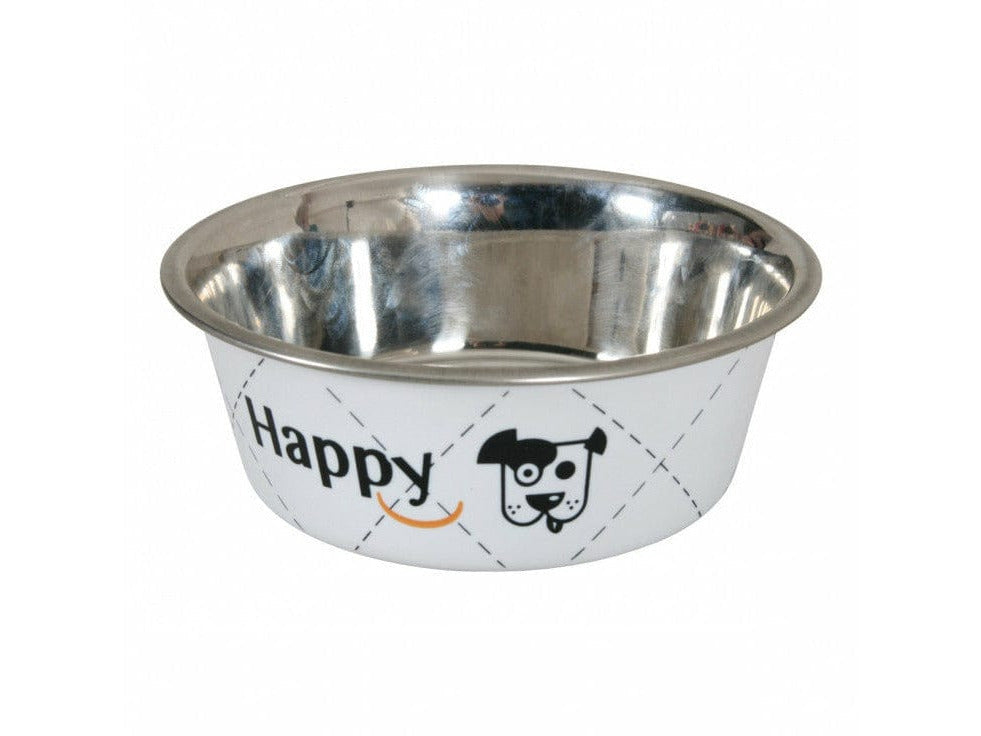 Happy Stainless Steel Dog Bowls - White 1.5L