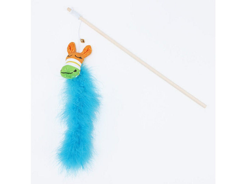 Cat Play Rob / Colorful Little Donkey With Turkey Feather Cat Stick