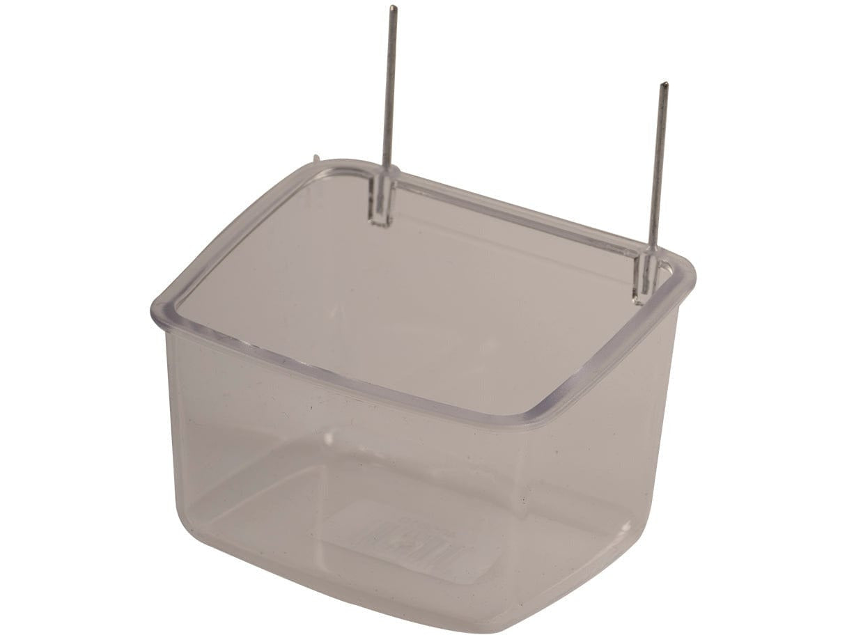 Parrot Feeder with iron hooks 9x7x6,5cm transparent