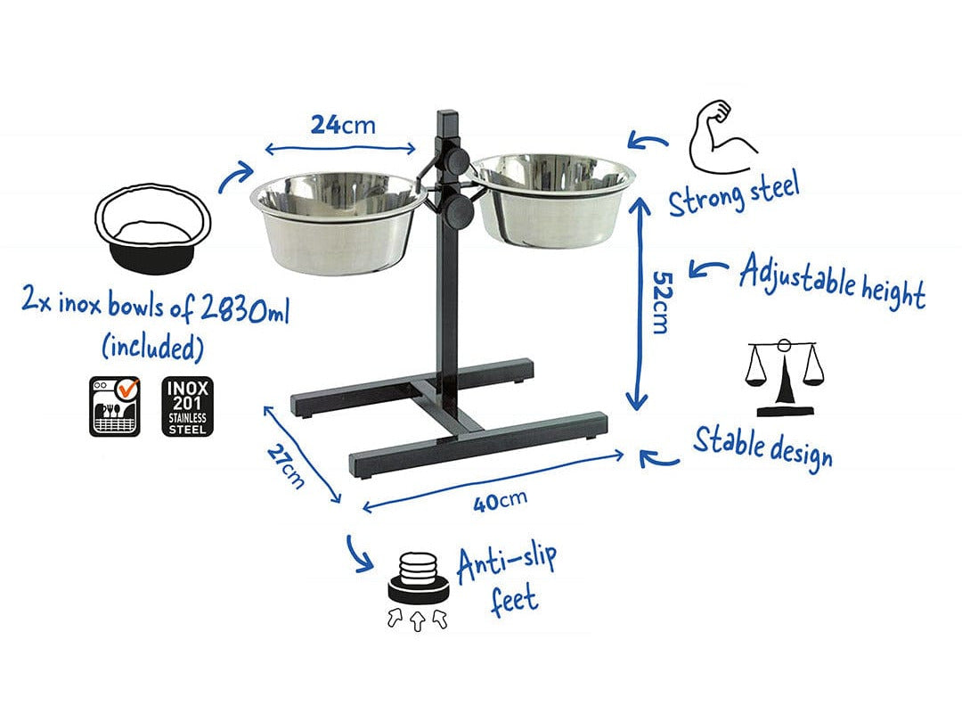 Twin Feeder H-Stand + Bowls
