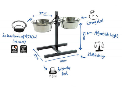 Twin Feeder H-Stand + Bowls