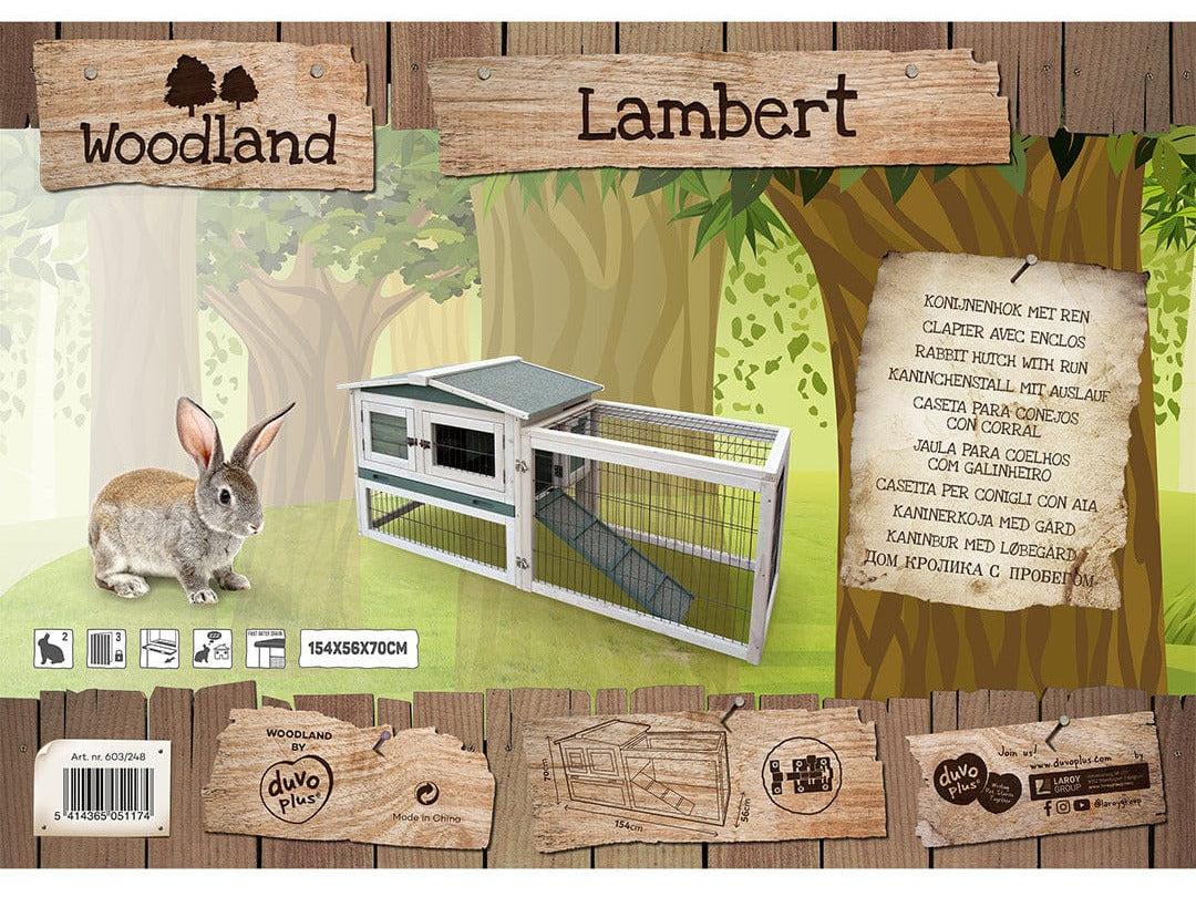 Woodland Rabbit Hutch Lambert Cottage 154X56X70Cm