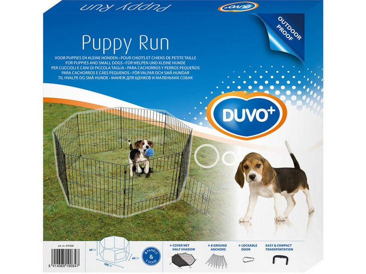 Puppy Run With Door & Net & Hooks 150x60x60cm black