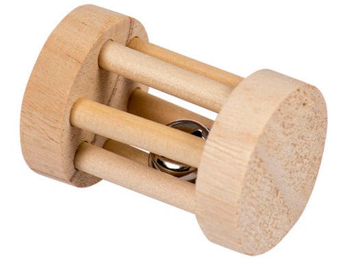 Wooden Roll Toy with Bell for Rodents