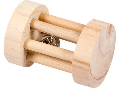 Wooden Roll Toy with Bell for Rodents