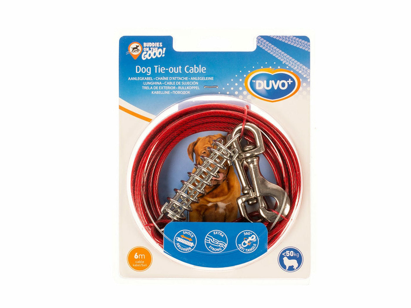 Tie out Cable With Spring Heavy Duty 6m red