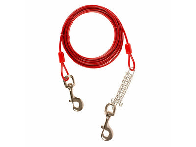 Tie out Cable With Spring Heavy Duty 6m red