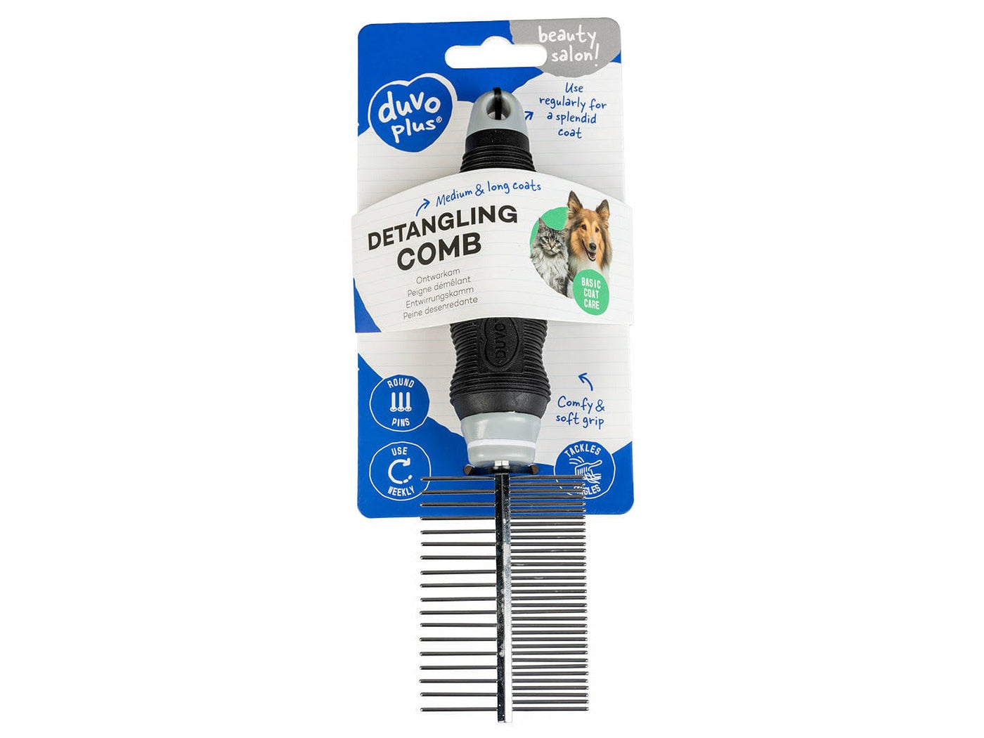 Double detangling comb 29 Pins - double black/grey