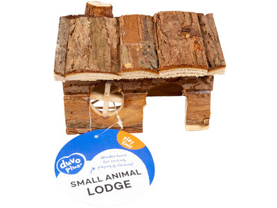 Small Animal Wooden Lodge Bark 15X11X12Cm