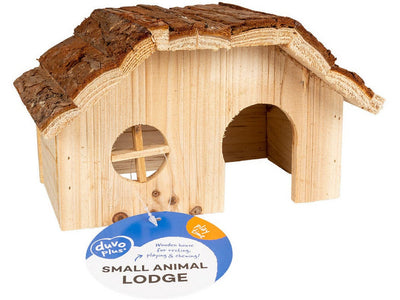 Small Animal Wooden Lodge Bark Roof