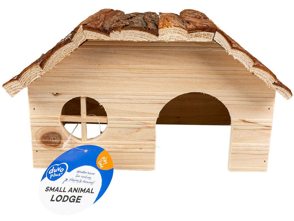 Small Animal Wooden Lodge Bark Roof