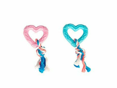 Dogtoy Puppy TPR Heart With Cotton Rope 14cm