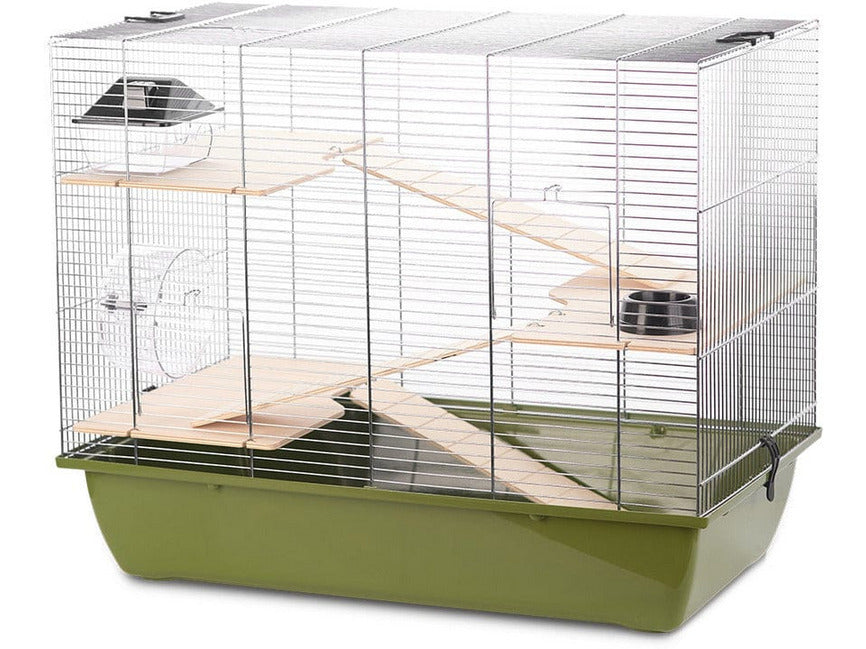 Rodent Cage Natural Charlie 3 70X40X57,5Cm Olive Green/Zinc