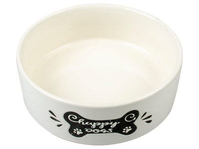 Feeding Bowl Stone Happy Dogs Bone 600ml - Ø15cm white