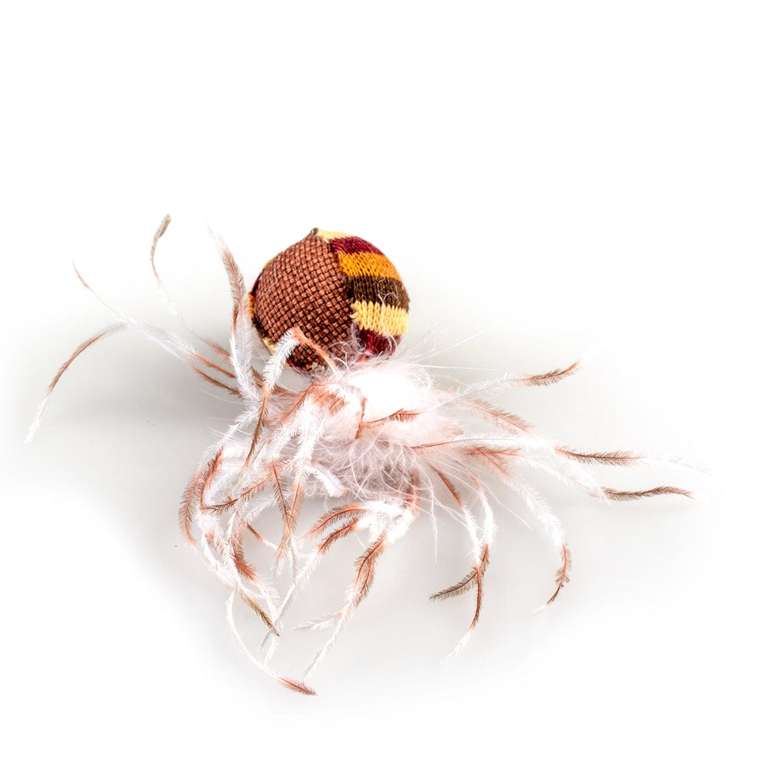 Knitted feather ball 16x4x4cm brown