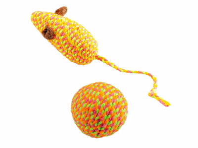 Jolly orange mouse & ball 2pc - 17,5x3,5x4,5cm orange