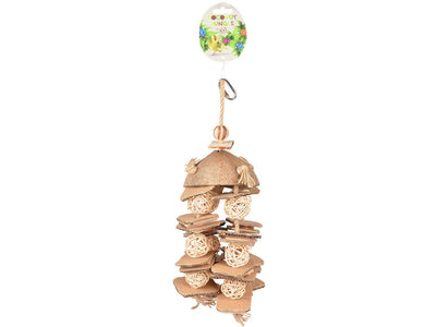 Coconut Jungle Hanger With Willow Balls & Cardboard 38X15,3X13Cm Wood-Coloured