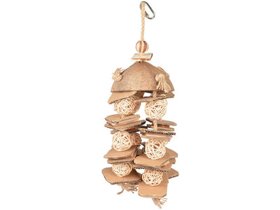 Coconut Jungle Hanger With Willow Balls & Cardboard 38X15,3X13Cm Wood-Coloured