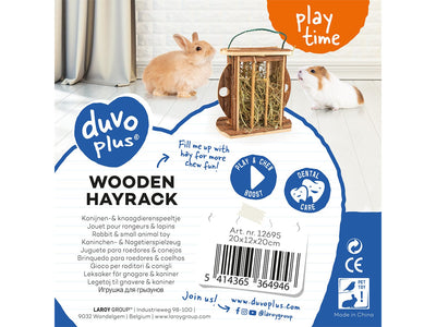 Wooden Hayrack In Bark 20X12X20Cm