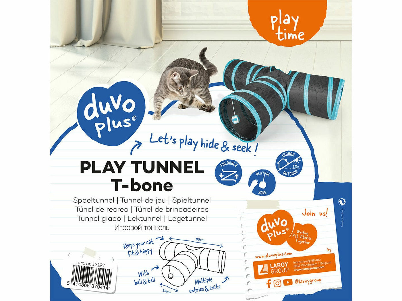 Play tunnel T-bone 80x25cm blue/black