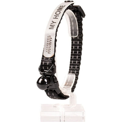 Cat Collar Reflective Uni Address 20-30cm / 10mm - Black