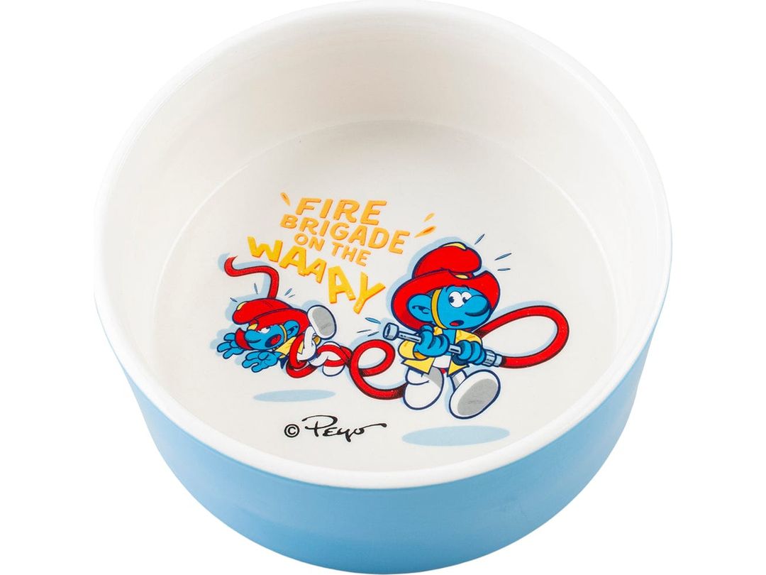 Fire Brigade Smurfs Feeding Bowl 1500ml - 19x19x7,5cm White/Blue