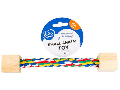 Rope Toy With Wooden Blocks for Rodents 3x3x20cm