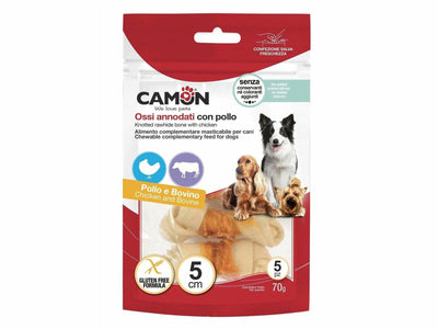 Knotted Rawhide Bone with Chicken (5 Pieces) - 70g