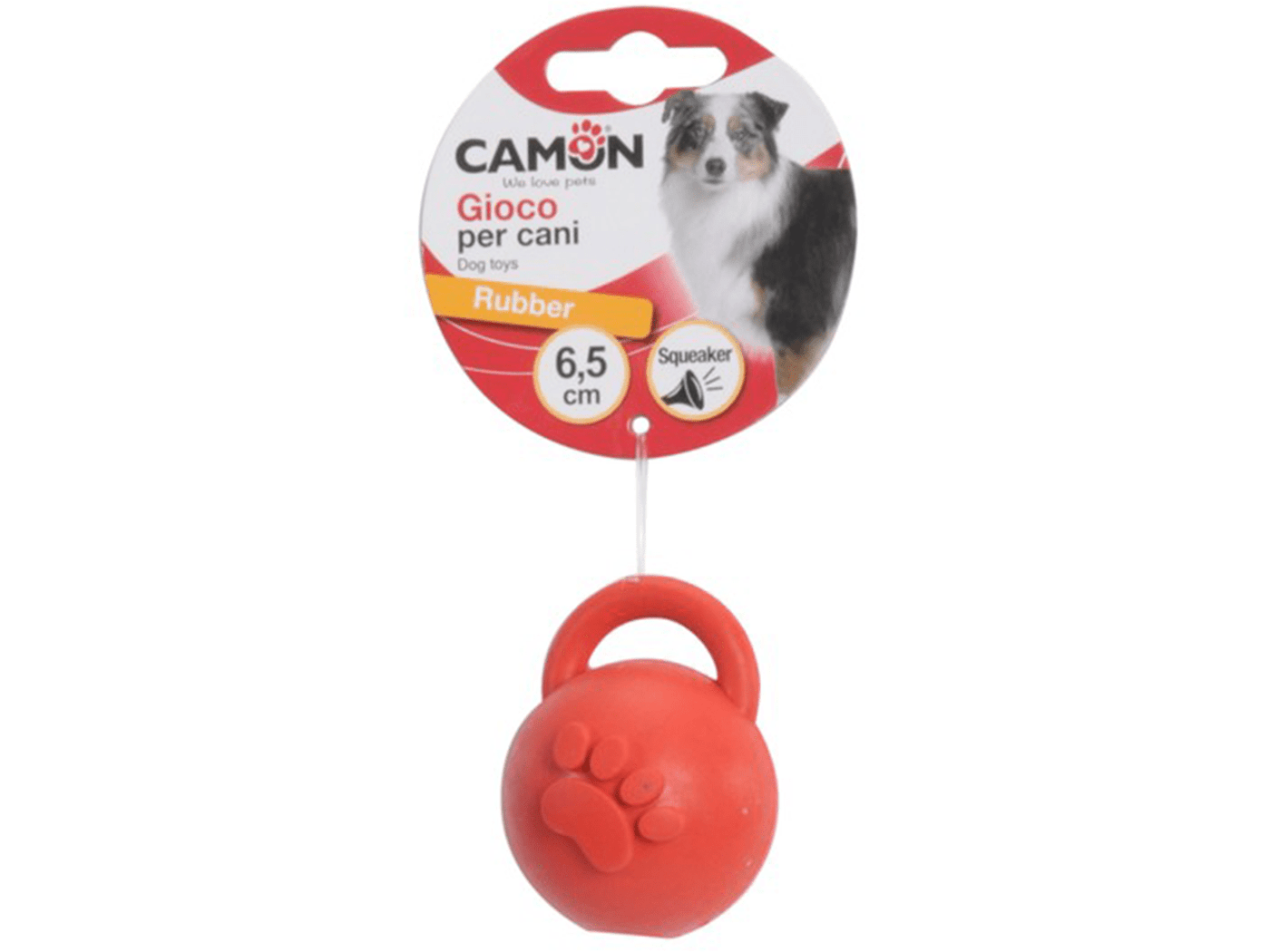 Rubber Dog Toy With Squeakeer- Ball With Handle- 11Cm