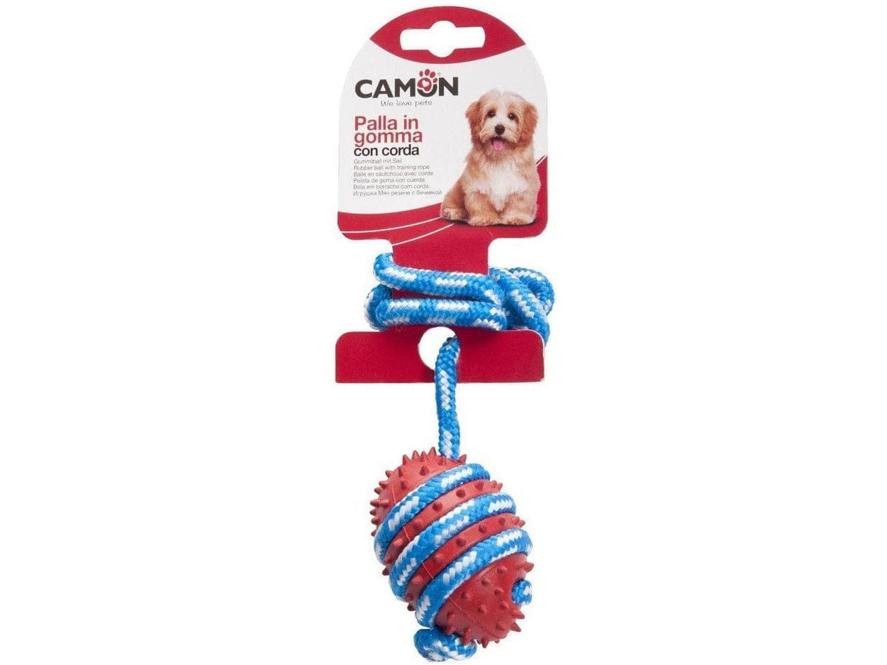 Dog toy - Rubber ball with rope