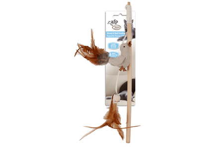 AFP (All For Paws) Classic Comfort - Wood &amp; Bird Feather Wand