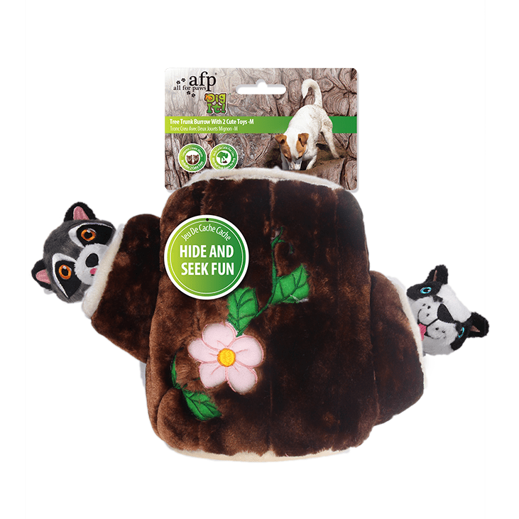 AFP (All For Paws) Dig It - Tree Trunk Burrow With Raccoon and Badger Toys