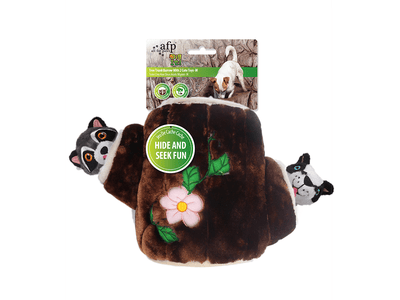 AFP (All For Paws) Dig It - Tree Trunk Burrow With Raccoon and Badger Toys
