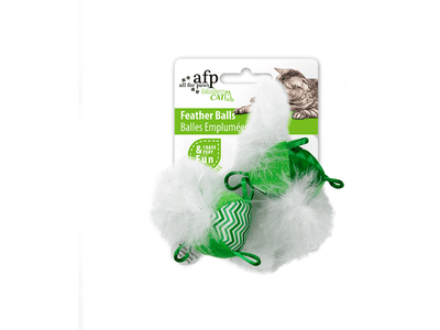 All For Paws (AFP)-Feather Balls (with Sound Chip) Green