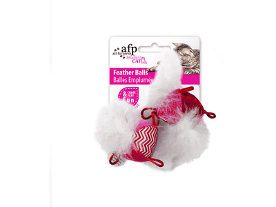 All For Paws (AFP)-Feather Balls (with Sound Chip) Pink