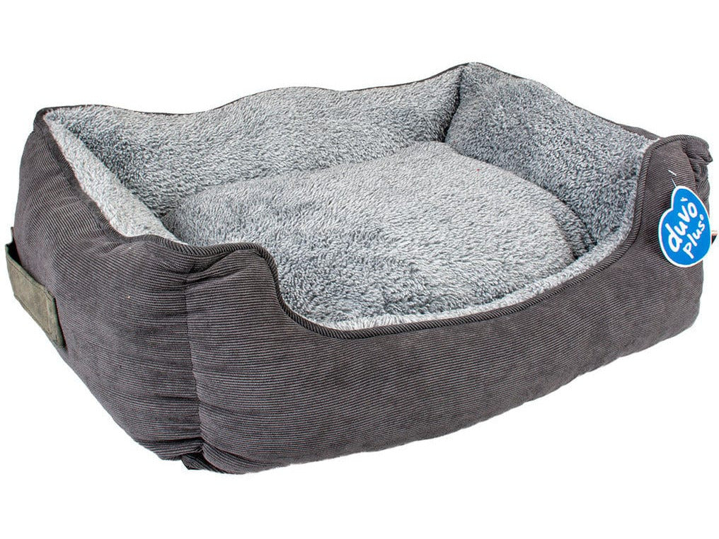 Bed Rectangular Corduroy Ash S - Black/Grey (53x42x18cm)