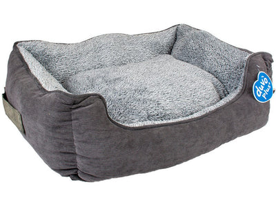 Bed Rectangular Corduroy Ash S - Black/Grey (53x42x18cm)