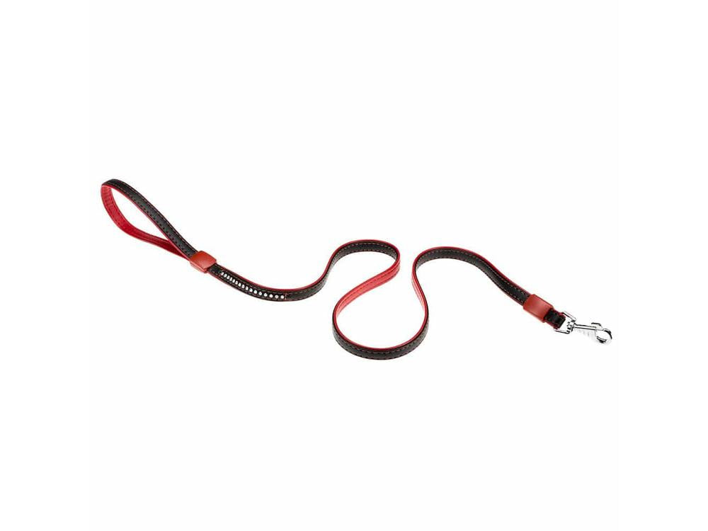 Black Red Lead - Synthetic Leather with Rhinestone Appliqué