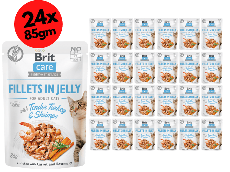 Brit Care Cat Fillets in Jelly with Tender Turkey & Shrimps 24x85g