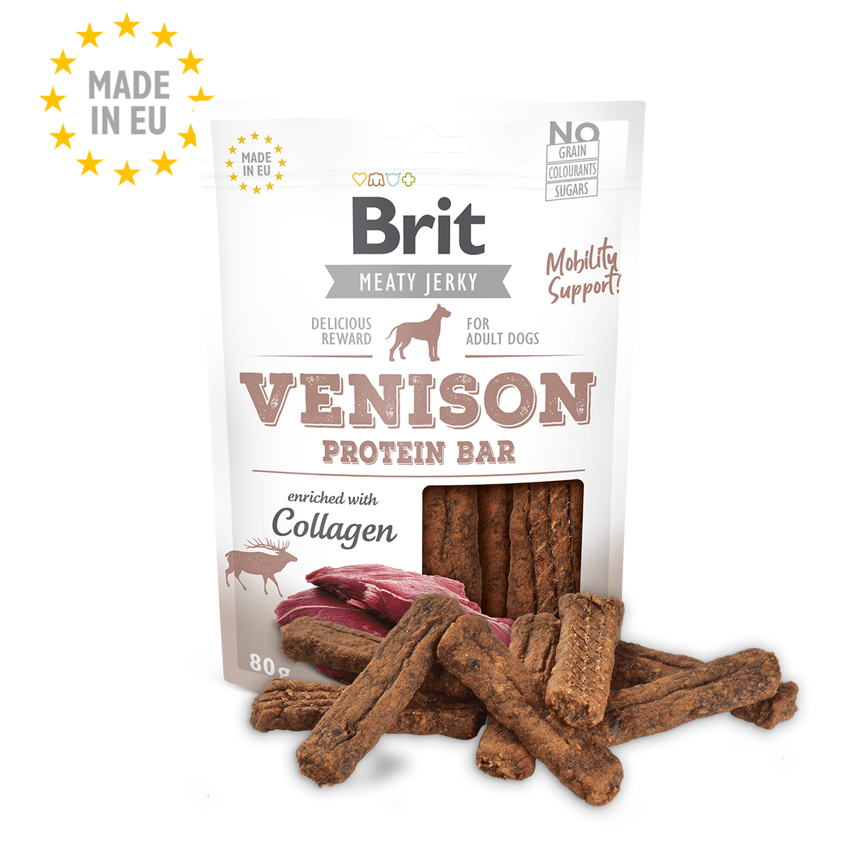 Brit Jerky-Venison Protein Bar 80g Front Pack