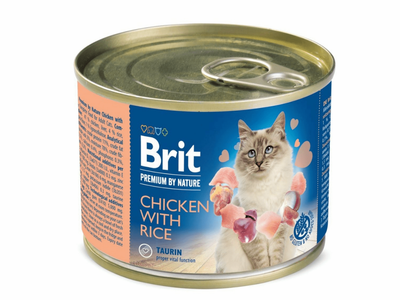 Brit Premium Chicken with Rice patéefor adult cats, made with 41% chicken, gluten-free, and no added sugars. Rich in vitamins and taurine, this 200g pack is great as a treat or topper