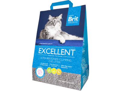 Brit Ultra Fresh Cat Litter: unscented and eco-friendly, ideal for all cats. Natural clumping formula offers strong odor control and moisture absorption for a clean litter box