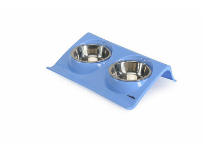 Plastic tray with 2 steel bowls