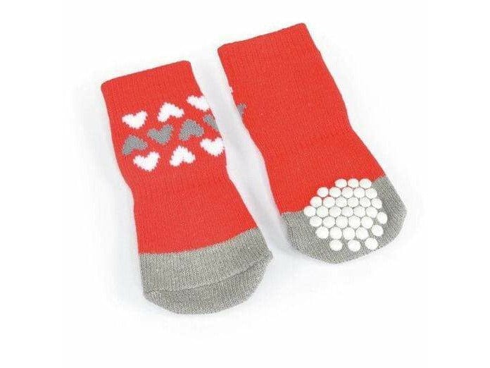 Pet socks -red- 3hearts- L - size 3